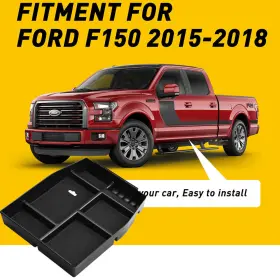 Auxito 782890732772 For 15-18 Removable F150 Ford Center Console Box Storage Armrest Organizer Tray