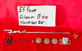 B5a-7004460-a Ford 1955-1956 Glove Box Door Script Emblem With V-8 And All Hardware