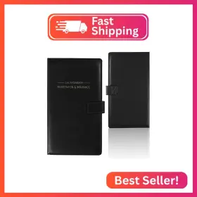 Gnegni Gn30n-blk-09 Car Registration And Insurance Holder Premium Pu Leather 7-pocket Vehic