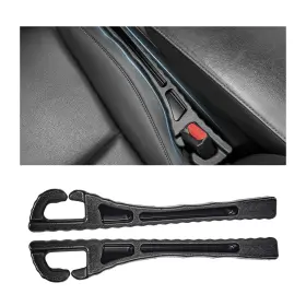 Kvaey-3736cs Kvaey 2pcs Car Seat Gap Filler Organizer Pu Leather Crevice Blocker Black