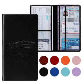 Pe-crh-bk01 Peisicne Car Registration And Insurance Card Holder For Women Men Black