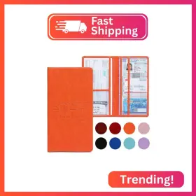 Pe-crh-or06 Peisicne Car Registration And Insurance Card Holder For Women Men Orange Glove