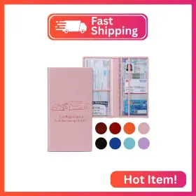 Pe-crh-pk03 Peisicne Car Registration And Insurance Card Holder For Women Men Pink Glove Bo
