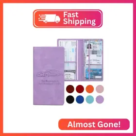 Pe-crh-pr08 Peisicne Car Registration And Insurance Card Holder For Women Men Purple Glove