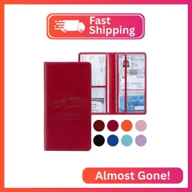 Pe-crh-rd04 Peisicne Car Registration And Insurance Card Holder For Women Men Red Glove Box