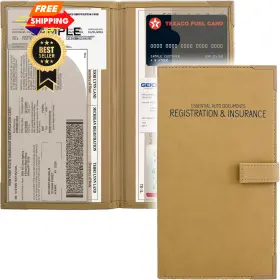 Plusxpres 037203924666 Auto Insurance And Registration Card Holder - Vehicle Glove Box Beige