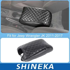 Shineka202606082 Shineka Center Console Armrest Box Pad Cover For 2011-18 Jeep Wrangler Jk Leather Carbon Shineka202606082 Shineka Center Console Armrest Box Pad Cover For 2011-18 Jeep Wrangler Jk Leather Carbon
