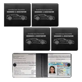 Suvnie-1545cr Suvnie 4 Pcs Car Registration And Insurance Holder Black Logo