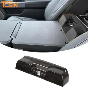 Tesin20250705bdaf219 Tesin For 21 Ford F150 Folding Center Console Armrest Box Cover Trim Panel Black Wood