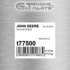T77500 Pin Fastener Fits John Deere (surplus Open Box) New. Price: $1132.33.