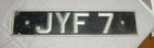 Orig British English License Tag "jyf 7" 40S 1950S Rolls-royce Bentley Jag Mg Used. Price: $69.00.